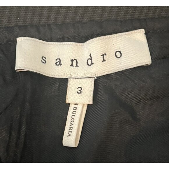 New Sandro Paris Black Textured Back Zip A Line Mini Skirt - Picture 5 of 8
